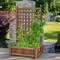 Dark Brown Fir Wood Outdoor Planter with Trellis Large Flower Box for Garden Balcony Yard